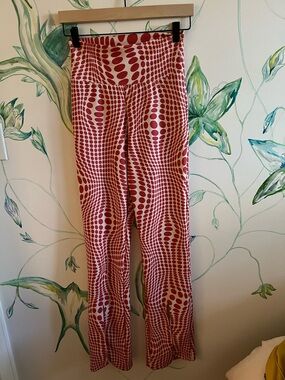 Vintage High-Waist Red Dot Print Wide-Leg Pants